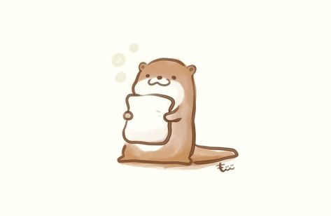 Cute Otter Illustration, Cute Otters Drawing, Otter Drawing, Otters Cute, Cute Animal Art, Cute Kawaii Animals, Animal Doodles, Cute Animal Drawings Kawaii, Small Drawings