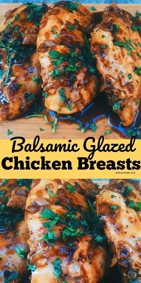 Glazed Chicken Breast, Balsamic Chicken Recipes, Balsamic Glazed Chicken, Balsamic Chicken, Glazed Chicken, Dessert Cake Recipes, Balsamic Glaze, Balsamic Vinaigrette, Oven Cooking