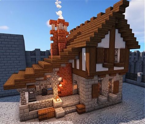 Minecraft Kale, Chalet Minecraft, Ashanti 2000's, Ashanti Empire, Medieval Blacksmith, Construction Minecraft, Case Minecraft, Minecraft Houses Survival, Minecraft Lol