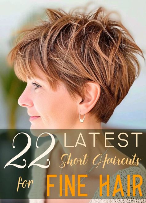 22 Latest Short Haircuts for Fine Hair Messy Pixie Haircut For Fine Hair, Short Easy Haircuts, Short Haircuts For Fine Hair Over 50, Best Short Haircuts For Fine Hair, Short Haircuts For Women With Fine Hair, Short Hair Cuts For Fine Hair, Short Hair Styles For Fine Hair, Sassy Short Hairstyles For Women, Short Shag Haircuts For Fine Hair