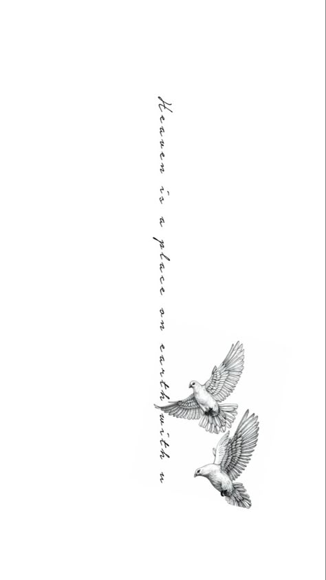 Earth To Heaven Tattoo, Dove Tattoo On Back, Dove And Hummingbird Tattoo, Dove Tattoo Feminine, White Doves Tattoo, Doves Flying To Heaven Tattoo, Two Dove Tattoo Design For Women, Dove Spine Tattoo, Heaven Is A Place On Earth With You Tattoo