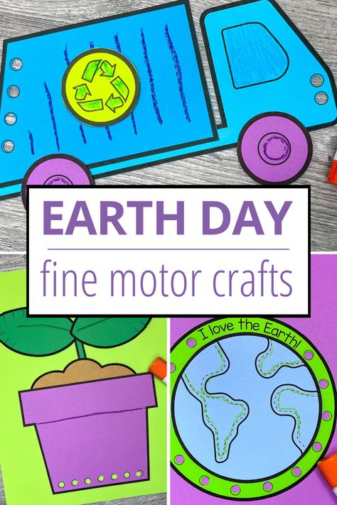 Recycling Fine Motor Activities, Earth Day Fine Motor Activities, Earth Day Crafts For Kindergarten, Earth Week Preschool, Earth Day Crafts For Preschoolers, Easy Earth Day Crafts, Fine Motor Crafts, Preschool Earth Day, Easy Experiments