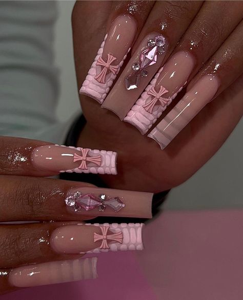 Ongles Bling Bling, Long Acrylic Nail Designs, Long Acrylic Nails Coffin, Acrylic Nails Coffin Pink, Long Square Acrylic Nails, Designs Nail, Unique Acrylic Nails, Simple Nail, Design Nail