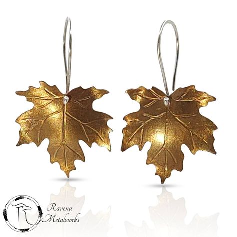 It's officially Autumn! Celebrate the beauty of nature with these exquisite Golden Maple Leaf Earrings. Handcrafted from rich, golden-toned brass, each earring features a finely detailed maple leaf design, capturing the delicate veins and natural shape of the leaf. _ #RavenaMetalworks #FallSeason #ItsFall #Autumn #MapleLeaf Oak Leaf Earrings, Symbol Of Growth, Maple Leaf Design, Silver Maple Leaf, Spring Leaves, Old Ways, Crescent Moon Earrings, Red Leaves, Golden Oak