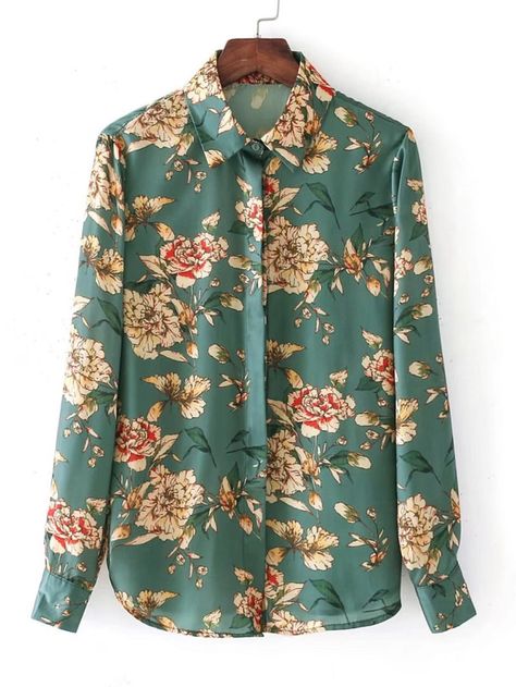 Autumn Blouses, Floral Shirt Outfit, Satijnen Blouses, Long Sleeve Loose Blouse, Ladies Blouses, Floral Long Sleeve Shirt, Women Floral Blouse, Stylish Top, Satin Blouses