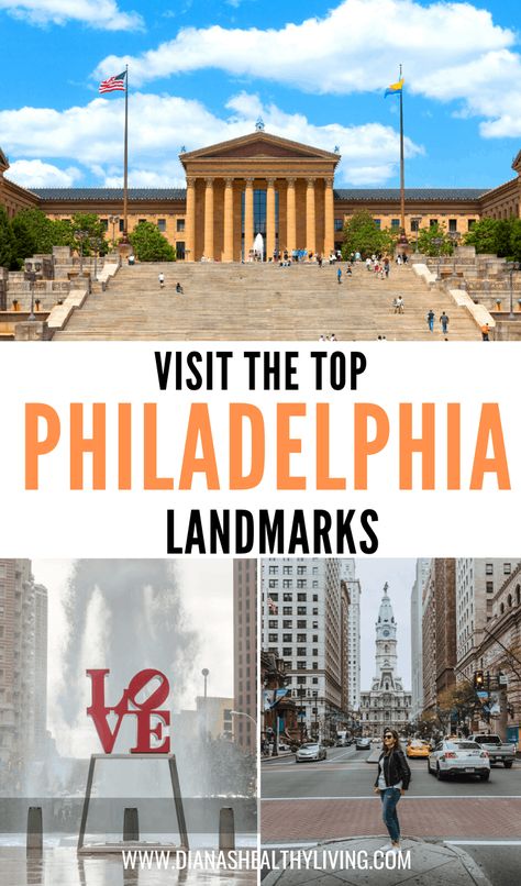 Here are the top landmarks to visit in Philadelphia, Pennsylvania.  The top things to do and see in Philly.  | Weekend Getaway in Philly | Philadelphia Weekend | Things to do in Philadelphia | #traveltips #USAtravel #phillycheesesteak United States Travel Bucket Lists, Philadelphia City Hall, Things To Do In Philadelphia, Reading Terminal Market, Eastern State Penitentiary, Pennsylvania Travel, Independence Hall, East Coast Road Trip, Travel Places To Visit