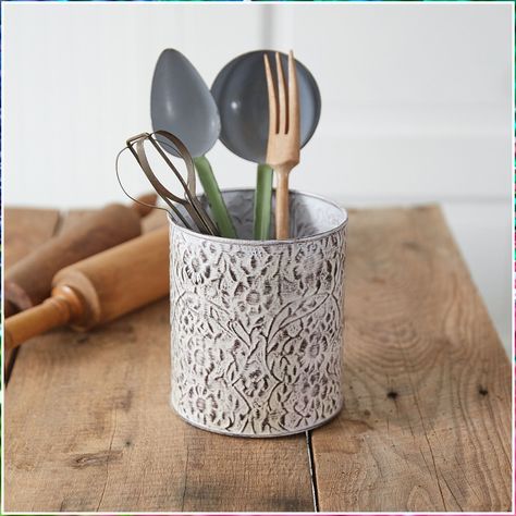 Kitchen Utensil Organization - Just In! Awesome ideas from leading brands to meet your supply needs. Organization Images, Rustic Utensil Holder, Kitchen Station, Kitchen Utensil Organization, Utensil Caddy, Organized Kitchen, Kitchen Utensil Holder, Stamped Metal, Utensil Organization