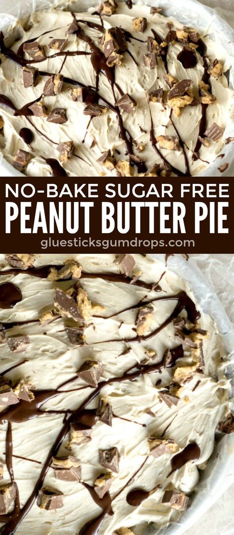 This sugar free peanut butter pie can be easily modified to use your favorite sugar alternative. It's a delicious dessert option for the holidays or any time of year! #sugarfreedesserts #peanutbutterpie Sugar Free Peanut Butter Pie, Sugar Free Pie, Sugar Free Desserts Easy, Low Carb Cupcakes, Sugar Free Peanut Butter, Low Sugar Desserts, Sugar Free Baking, Sugar Free Recipes Desserts, Sugar Free Treats