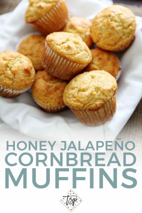 Honey Jalapeno Cornbread Muffins Spicy Cornbread Recipe, Honey Jalapeno Cornbread, Cornbread Side Dish, Cornbread Honey, Cornbread Sweet, Honey Jalapeno, Sweet Cornbread Muffins, Pop Up Bakery, Spicy Cornbread