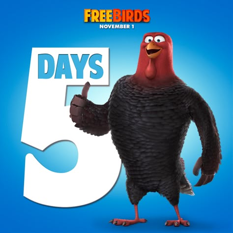 Only 5 days until Free Birds hits theaters! Who’s going? Free Birds Movie, Response Photos, Alternative Posters, Birds Movie, Free Bird, Movie Clips, Film Stills, Dinosaur Stuffed Animal, Cool Stuff