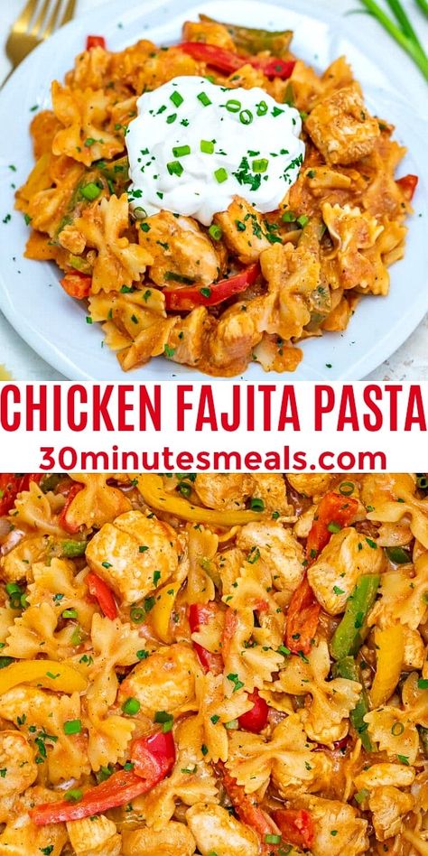 One Pot Chicken Fajita Pasta, Fajita Pasta, Chicken Fajita Pasta, Chicken Fajita, One Pot Chicken, Pasta Dinner Recipes, Recipe Dinner, Health Dinner Recipes, Chicken Dishes Recipes