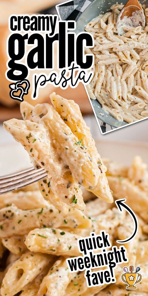 Creamy Garlic Pasta Garlic Alfredo Pasta, Garlic Pasta Recipe, Creamy Garlic Pasta, Pasta Recipes Alfredo, White Sauce Pasta, Cream Butter, Cheesy Pasta, Garlic Pasta, Alfredo Recipe