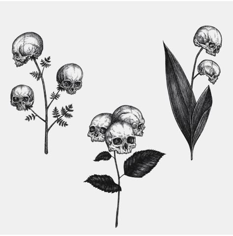 Skull Flowers, Creepy Tattoos, Spooky Tattoos, Tattoo Art Drawings, Tattoo Flash Art, Arte Inspo, Flower Skull, Tattoo Design Drawings, Pretty Tattoos