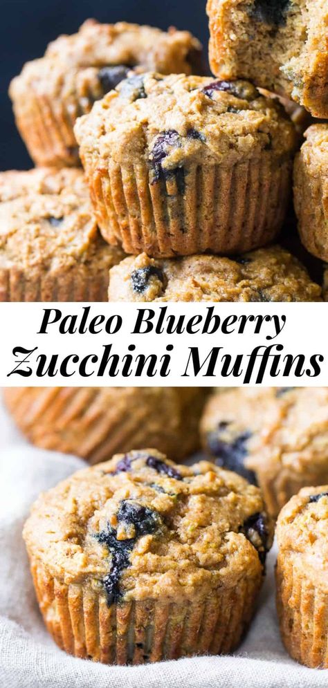 Gluten Free Zucchini Blueberry Muffins, Grain Free Blueberry Muffins, Paleo Blueberry Recipes, Paleo Zucchini Muffins, Paleo Zucchini Recipes, Grain Free Muffins, Blueberry Zucchini Muffins, Gluten Free Zucchini Muffins, Paleo Muffin Recipes