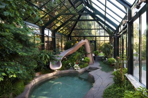 25+ Amazing conservatory greenhouse ideas for indoor-outdoor bliss Greenhouse Pool, Conservatory House, Conservatory Greenhouse, Retirement House, Fireplace Designs, Board Manifestation, Indoor Swimming Pool, Pool Enclosures, Backyard Greenhouse