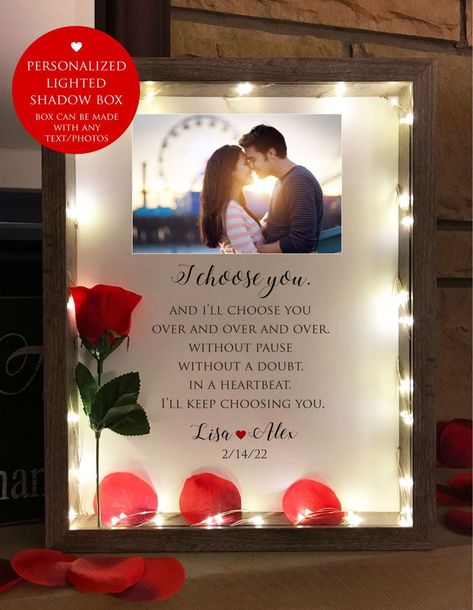 Flower Shadow Box Ideas, Shadow Box Cricut, Box For Boyfriend, Cute Valentine Ideas, Valentines Ideas For Him, Cricut Valentine, Personalized Shadow Box, Anniversary Gift For Parents, Happy Birthday Gorgeous