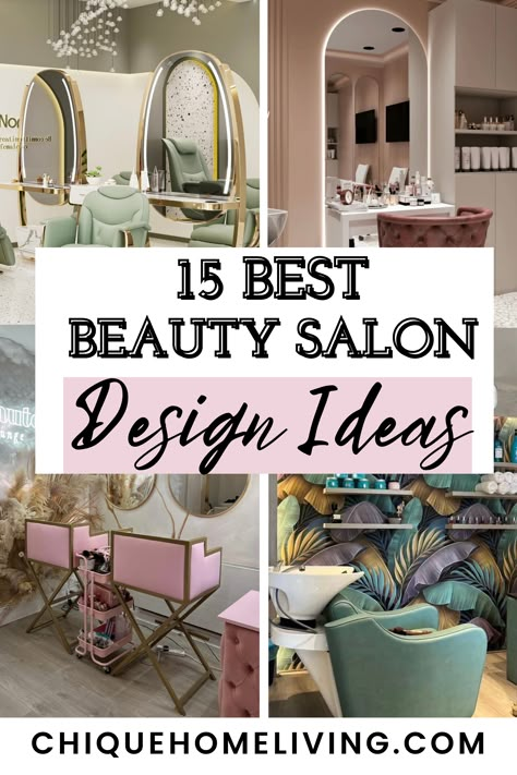 Beauty Salon Colors Ideas, Beauty Salon Decoration Ideas, Ideas For Hair Salons Decorating, Interior Beauty Salon Design, Spa Decor Ideas Business, Salon Suite Decor Nails, Cute Salon Bathroom Ideas, Classy Hair Salon Decor Interior Design, Small Hair Salon Design Ideas