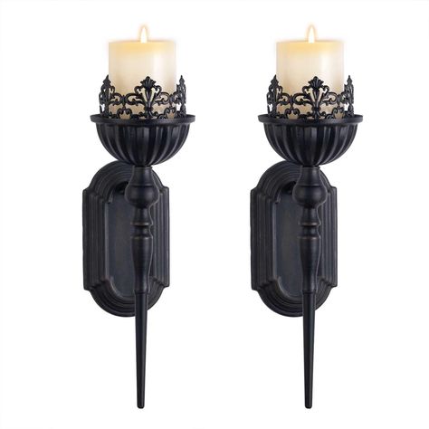 PRICES MAY VARY. BLACK CANDLE SCONCE:Add an eye-catching look to any space with this Rustic shape pair of wall sconce candle holders. MATERIAL:Our candle sconce is made of metal and wood, hard, not easily deformed. You can use it for a long time with no special maintenance is required.It shows a variety of styles and decor for the any room. Such as living room, bedroom, bathroom, dining room and entrance passage. WIDELY APPLICATION:for adding a decorative touch to any room's decor. for everyday Scepter Design, Crown And Scepter, Wall Candle, Modern Candle Holders, Dark Home Decor, Hanging Candles, Goth Home Decor, Goth Decor, Black Crown