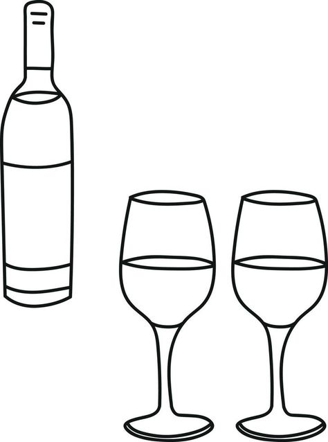 Drawing of a Bottle with Wine and Glasses in Doodle Style Wine Doodle, Wine Glass Drawing, Doodle Style, Vector Sketch, Art Cards, Beer Glass, Letter Art, Happy Planner, Beer Bottle