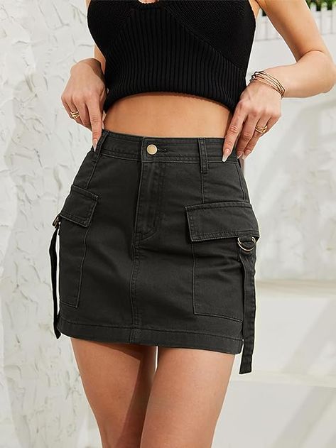 Denim Cargo Skirt, Cargo Skirts, Stretch Denim Skirt, Streetwear Jeans, Bodycon Style, Denim Cargo, Denim Clothing, Womens Denim, Cargo Skirt