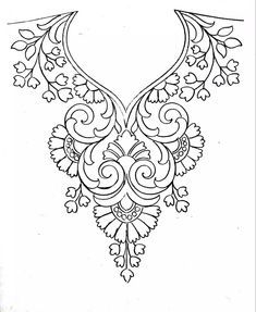 How To Draw Necks, Designs Kurti, Floral Machine Embroidery Designs, Flower Pattern Drawing, Neck Patterns, Pattern Sketch, Flower Drawing Design, Jewelry Design Drawing, Diy Embroidery Patterns