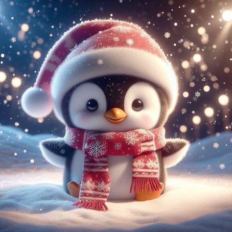 Christmas Fantasy Art, Penguin Png, Cute Small Animals, Cute Fantasy Creatures, Cute Santa, Cute Penguin, Baby Penguins