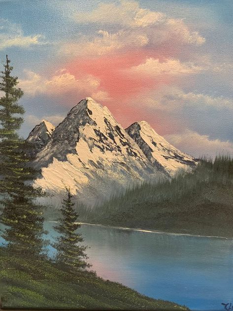 Bob Ross Paintings, Mountain Landscape Painting, A Bob, Scenery Paintings, Snowy Mountain, Landscape Paintings Acrylic, Soyut Sanat Tabloları, Canvas Painting Landscape, Canvas Painting Designs