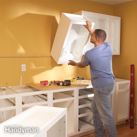 How to Install Kitchen Cabinets Install Kitchen Cabinets, Dapur Ikea, Installing Kitchen Cabinets, Kitchen Installation, Installing Cabinets, Stair Storage, Diy Kitchen Cabinets, Ikea Kitchen, Kitchen Redo