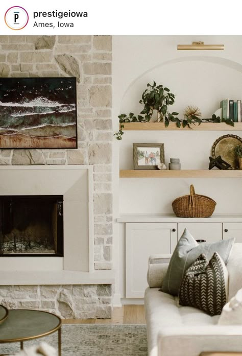 Transitional Fireplace Surround Ideas, Transitional Home Fireplace, Stucco And Stone Fireplace, Tall Fireplace Stone, White Stone Fireplace With Built Ins, Limestone Fireplace With Built Ins, Modern European Fireplace, Modern European Fireplace Ideas, Transitional Stone Fireplace