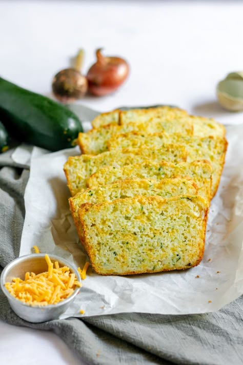 Gluten-Free Zucchini Cheese Bread | The Frugal Farm Wife Zucchini Cheese Bread, Savory Zucchini Bread, Gluten Free Ham, Allergy Free Baking, Zucchini Cheese, Quick Bread Recipes Easy, Cheese Bread Recipe, Bread Gluten Free, Gluten Free Cheese