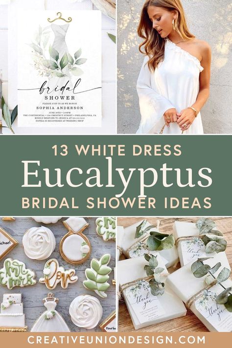 Bridal Shower With Eucalyptus, Bridal Shower White And Greenery, Wedding Shower Greenery Decor, Bridal Shower Theme Plants, Bridal Shower Decor Greenery, Wedding Shower Eucalyptus, Bridal Shower Table Decorations Greenery, Bridal Shower Bouquet Ideas, Botanical Wedding Shower Ideas