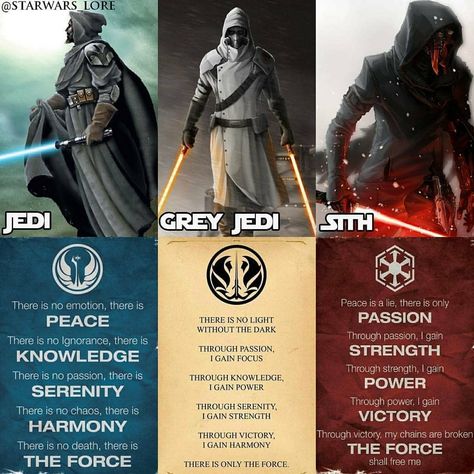 Grey Jedi all the way! Star Wars Logos, Jedi Code, Star Wars Trivia, Grey Jedi, Paranormal Books, Star Wars Quotes, Jedi Sith, Star Wars Facts, Star Wars Rpg