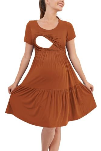 PARNIXS Women's Summer Nursing Dress Short Sleeve Maternity Knee Length Breastfeeding Dress Breastfeeding Dresses, Breastfeeding Dress, Breastfeeding Clothes, Pregnant Mom, Nursing Dress, Dresses Ideas, Dress Short Sleeve, Maternity Nursing, Dress Short