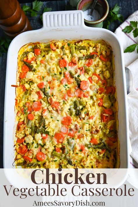 Chicken Veg Casserole Recipes, Chicken Vegetable Casserole Healthy, Chicken And Veggies Casserole, Chicken Vegetable Bake Recipes, Chicken And Veggie Casserole Recipes, Chicken Casserole With Vegetables, Chicken Vegetable Bake, Chicken Vegetable Casserole Recipes, Chicken And Veggie Casserole