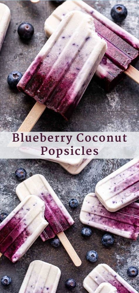 Blueberry Popsicles, Coconut Blueberry, Coconut Popsicles, Healthy Popsicles, Brownie Desserts, Popsicle Recipes, Milk Shake, Ice Pops, Summer Treats