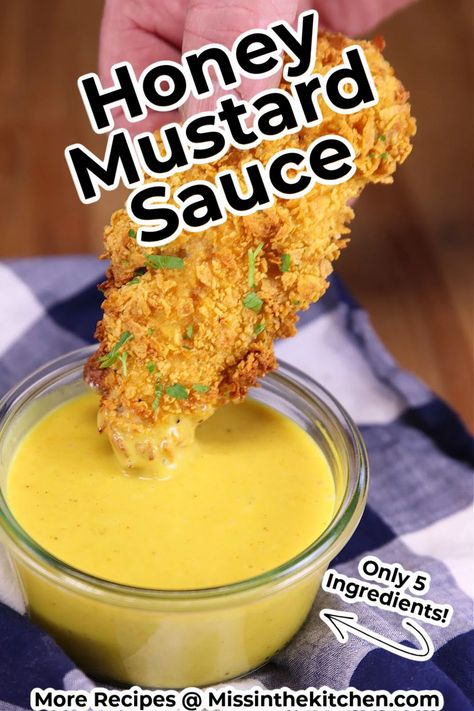 Honey Mustard Sauce is quick and easy to mix together with just a few pantry ingredients. It is the best balance of sweet and tangy and it's a favorite to have on hand for all of your dipping needs. Mustard Sauce For Chicken, Honey Mustard Dip, Top Dinner Recipes, Easy Dipping Sauce, Honey Mustard Recipes, Fried Chicken Strips, Mustard Dip, Honey Mustard Dipping Sauce, Homemade Honey Mustard