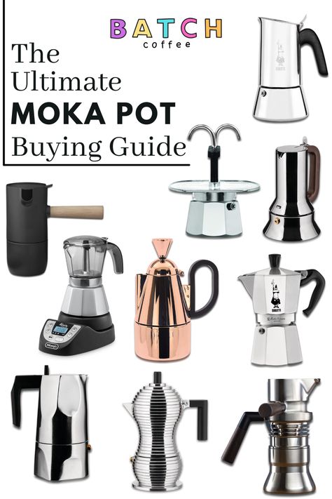 Discover the perfect stovetop espresso maker here. Advice on what you need to look for when buying a Moka pot. 10 different types of stovetop coffee makers are listed. The Bialetti Moka Express is a classic and was the original stovetop invented in Italy. Alessi is a popular Moka pot brand that unify style and function to create unique coffee makers. Delonghi and Stelton also make the top 10 list. Bialetti Moka Pot, Espresso Maker Stovetop, Stove Top Espresso Maker, Bialetti Coffee, Unique Coffee Maker, Nescafe Cappuccino, Mocha Pot, Moka Coffee, Stovetop Espresso Maker