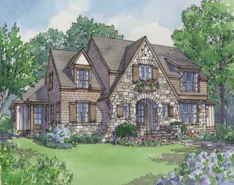 Black Roof, Castle Combe, Cedar Shakes, European House Plans, House Plans One Story, Tudor Style Homes, Storybook Cottage, Country Cottage Decor, Casas The Sims 4