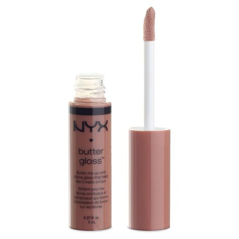 NYX Cosmetics Butter Gloss in Madeleine-My fav lip gloss in nude. Pairs well w/Lip Lingerie. Nyx Butter Gloss Madeleine, Nyx Gloss, Pretty Lipstick Colors, Dr Makeup, Nyx Butter, Nyx Butter Gloss, Butter Gloss, Nude Lip Gloss, Makeup List