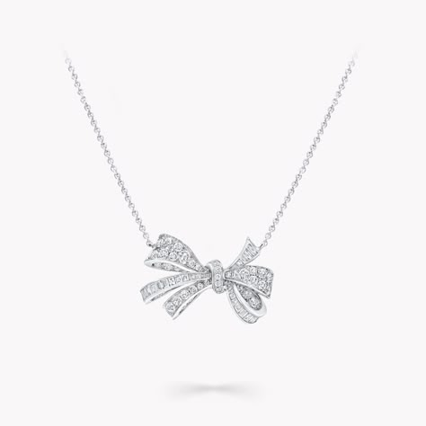 Discover the minimalist and elegant diamond Bow pendant from the Bow jewellery collection at Graff. Enter a world of perfection and beauty. Graff Jewellery, Delicate Diamond Pendant, Graff Jewelry, Diamond Drop Pendant, Classic Diamond Ring, Round Diamond Pendant, Diamond Drop Necklace, Bow Pendant, Diamond Pendants Designs