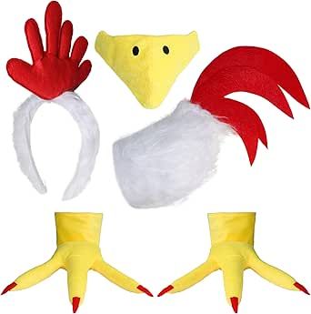 Tequise Rooster Chicken Costume Accessories -Rooster Comb Headband, Chicken tail, Rooster Beak Nose Mask, Chicken Feet Costume Shoes Covers Chicken Feet Costume, Comb Headband, Shoes Covers, Chicken Costume, Pageant Costumes, Chicken Costumes, Christmas Pageant, Nose Mask, Costume Shoes