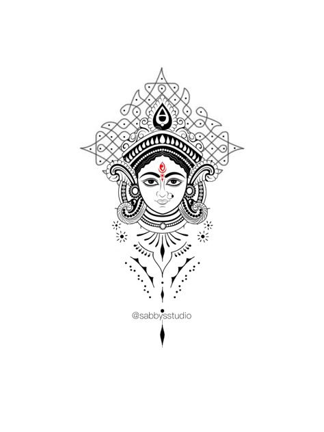 This intricate Goddess Durga tattoo symbolizes strength, protection, and the triumph of good over evil. Crafted with detailed artistry, it captures the divine power and grace of the fierce goddess. Her commanding presence, with multiple arms holding weapons, represents her readiness to protect and bless her devotees. A perfect design for those seeking spiritual empowerment and connection with the divine feminine. Bhadrakali Tattoo, Devi Tattoo Design, Durga Tattoo Design, Durga Maa Tattoo Design, Durga Maa Tattoo, Devi Tattoo, Durga Tattoo, Danny Tattoo, Maa Tattoo Designs