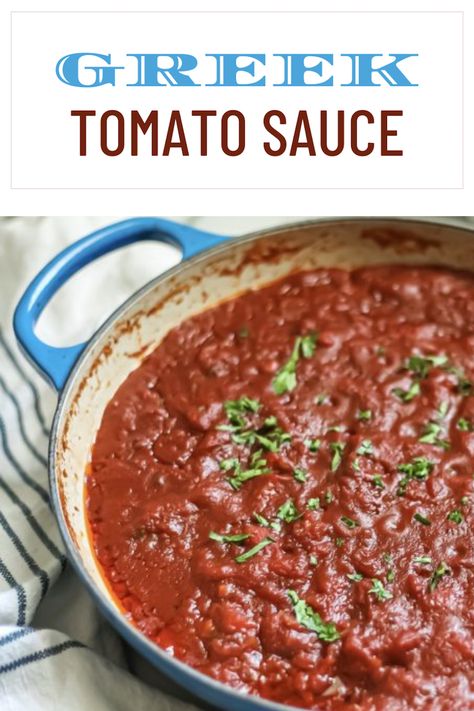 Our family loves this Greek Tomato Sauce Recipe because we can make it ahead of time, store it in the refrigerator and have it available for use during our busy week. The flavors intensify over time for an even more flavorful experience. You will appreciate how easy this Greek Tomato Sauce Recipe is to make and will love how versatile it is. via @CookLikeaGreek Greek Pizza Sauce, Greek Sauces, Lamb Sauce Recipes, Meatballs Rice, Greek Spaghetti, Greek Chicken And Potatoes, Greek Sauce, Pasta Meatballs, Red Sauce Recipe