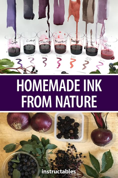 Make Paint With Nature, How To Make Natural Ink, Making Ink From Plants, Natural Ink Diy, Making Art From Nature, Paint From Plants, Natural Paints Diy, How To Make Paint From Nature, Natural Art Supplies