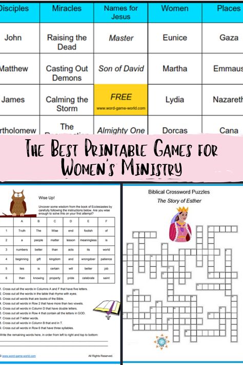 The Best Printable Games for Women's Ministry - Fun Party Pop Games For Ladies Ministry Free Printable, Christmas Games For Women, Womens Ministry Games, Bible Charades, Games For Women, Matter Lessons, Retreat Themes, Games For Ladies, Story Of Esther