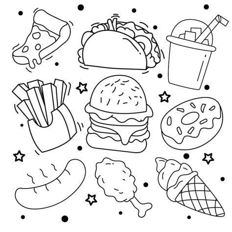 Pop Manga Coloring Book, Kawaii Coloring Book, Pop Manga, Manga Coloring Book, Food Doodles, Food Coloring Pages, Unique Coloring Pages, Printable Cute, Coloring Page Printable