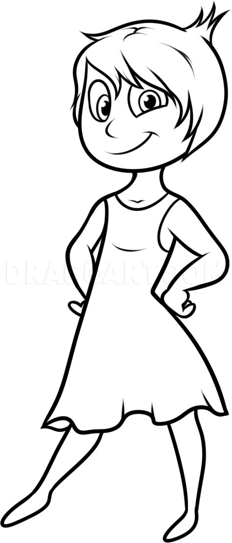 Inside Out 2 Characters Drawing, Joy From Inside Out, Easy Cartoon Characters, Inside Out Coloring Pages, Joy Inside Out, Inside Out Characters, Disney Character Drawing, Cartoon Drawings Disney, Cartoon Drawing Tutorial