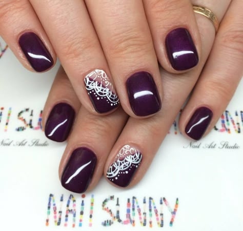 Eggplant color Purple Wedding Nails, Nail Purple, Fall Wedding Nails, Nails For Wedding, Plum Nails, Violet Nails, Nails Round, Nails Dark, Purple Nail Art