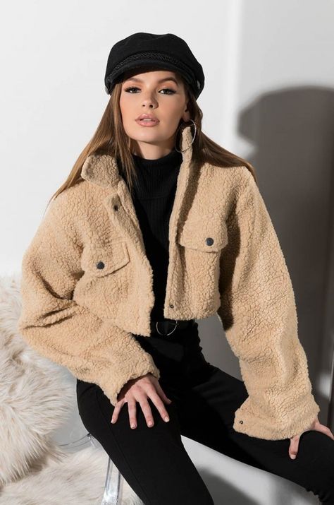 SO INTO YOU CROPPED FAUX FUR TEDDY JACKET Crop Fur Jacket Outfit, Cropped Teddy Jacket Outfit, Teddy Jacket Outfit, Teddy Coat Outfit, Fur Jacket Outfit, Dressing Style, A Jacket, Teddy Jacket, Causual Outfits