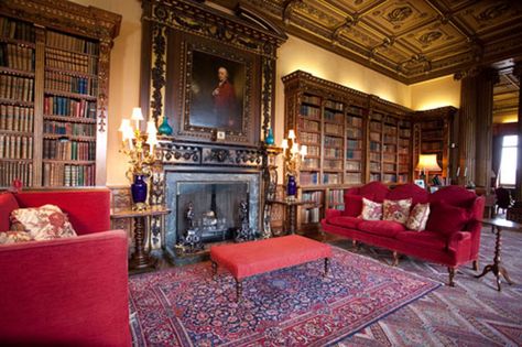 Downton Abbey - Library French Castle Interior, Downton Abbey Decor, The Real Downton Abbey, Arley Hall, Highclere Castle, Downton Abby, Victorian Interiors, Castles Interior, Royal Castles